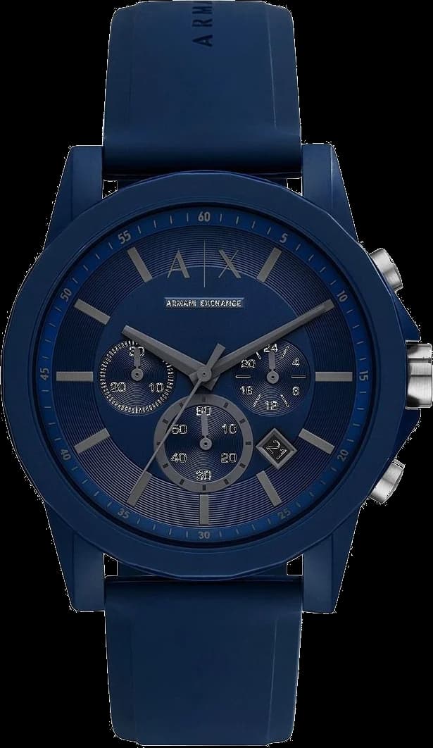 Montre Armani Exchange AX7128 avec cadran bleu soleil et index épais pour un style moderne et sportif