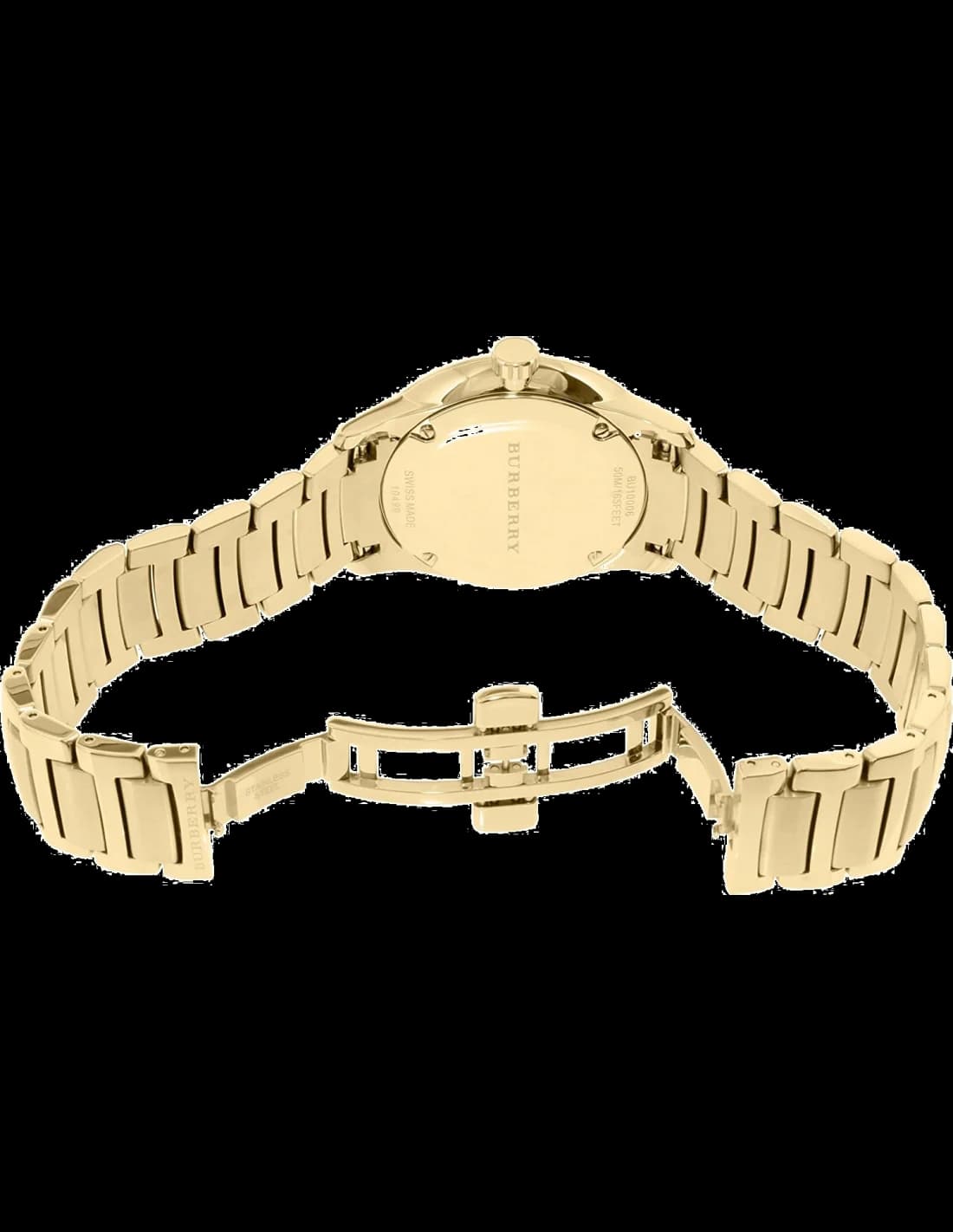 Bracelet Burberry BU10006 en acier inoxydable à maillons lisses, fermoir déployant sécurisé