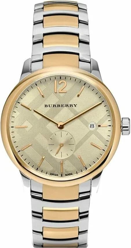 Montre Burberry BU10011 au cadran rond argenté avec index bâtons et logo classique