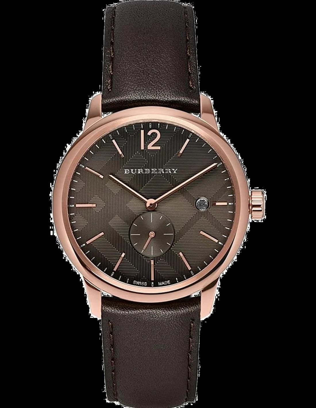 Montre Burberry BU10012 au cadran noir élégant et boîtier en acier brossé, style classique intemporel