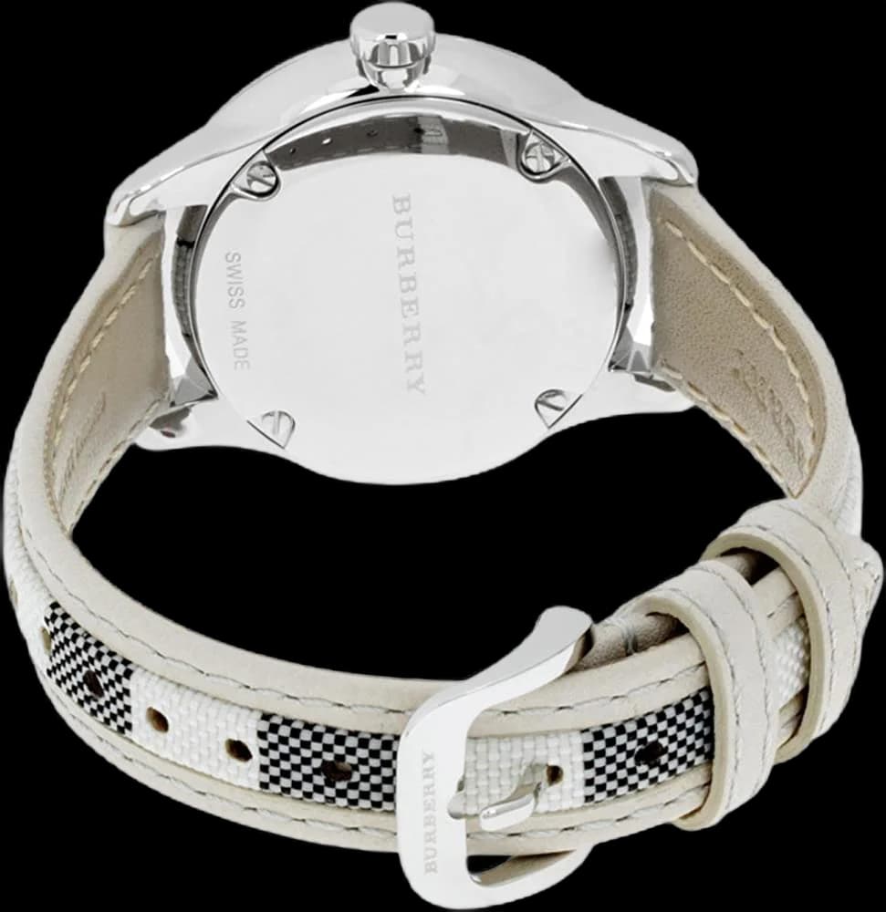 Bracelet Burberry BU10113 en cuir marron avec coutures contrastées, boucle ardillon en acier doré