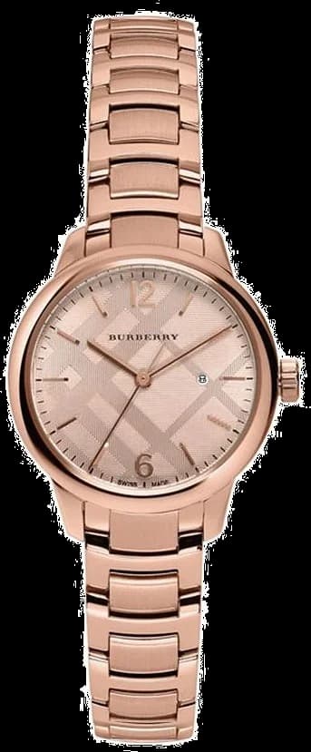 Montre Burberry BU10116 au cadran blanc nacré et boîtier acier rose gold 32mm, style élégant et féminin