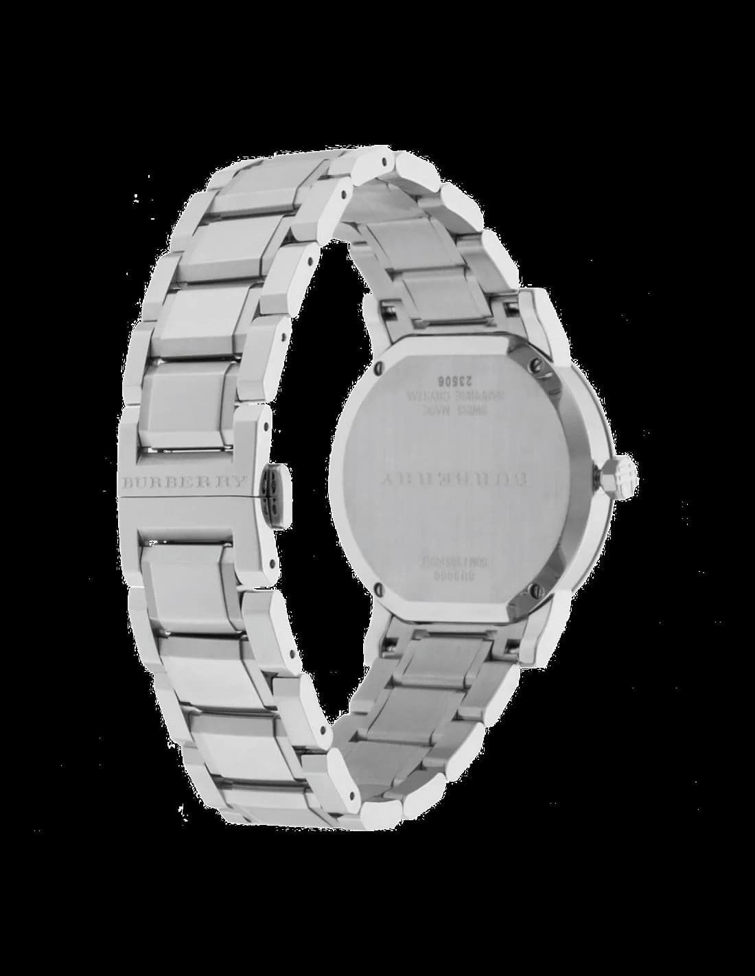 Bracelet Burberry BU9000 à maillons en acier inoxydable poli et satiné