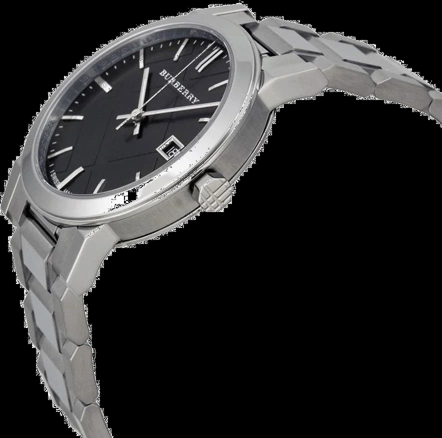 Cadran Burberry BU9001 noir aux index bâtons et aiguilles luminescentes, style classique