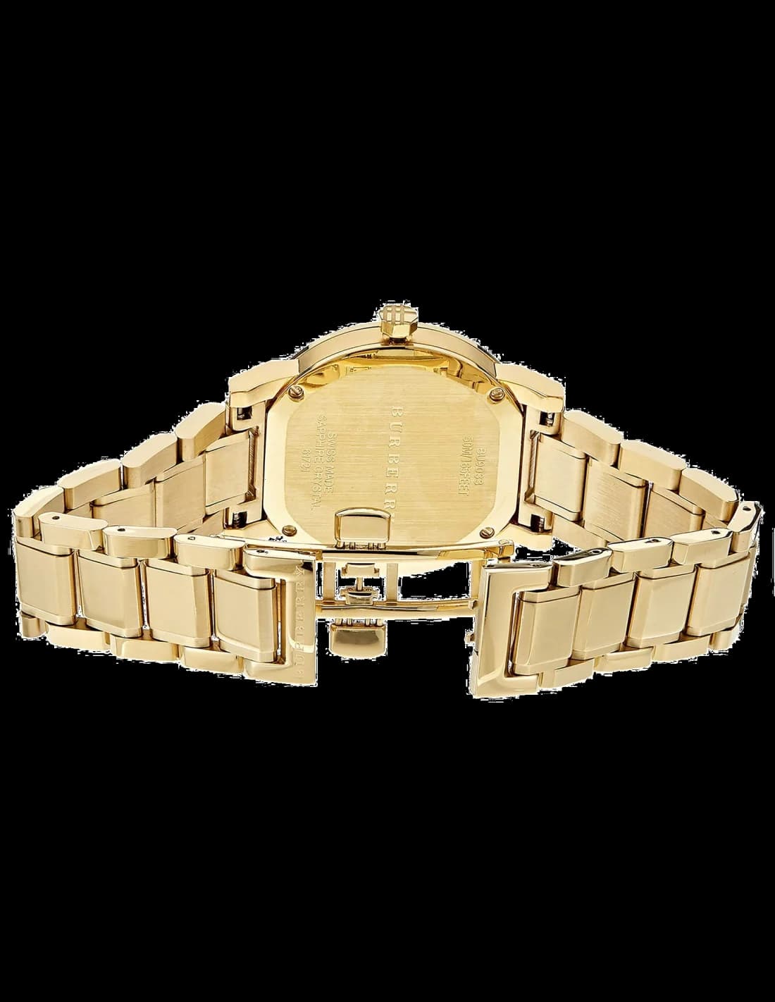 Bracelet Burberry BU9003 en acier inoxydable doré, maillons polis, fermoir déployant