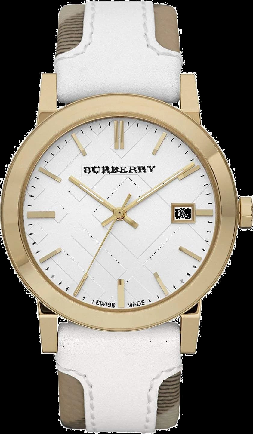 Montre Burberry BU9015 au cadran blanc et boîtier acier, style chic intemporel