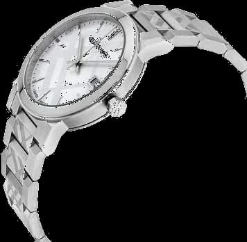 Cadran Burberry BU9037 avec motif check emblématique, aiguilles bâton et date à 3h