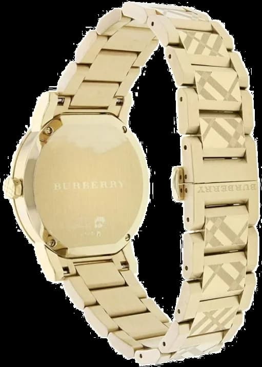 Bracelet Burberry BU9038 en acier doré à maillons, fermoir déployante, finition polie, confort et raffinement au poignet