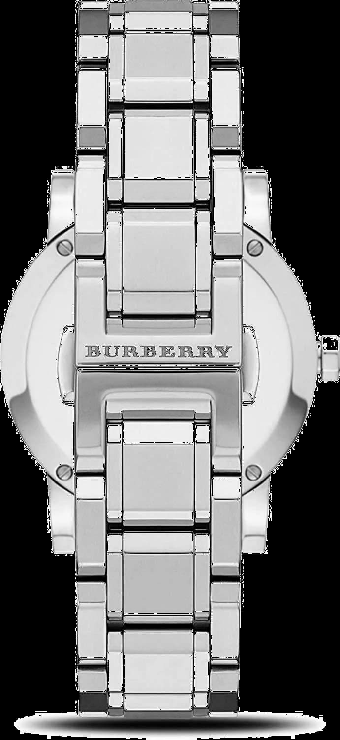 Bracelet Burberry BU9125 en acier à maillons milanais, fermoir déployante, finition polie et satinée