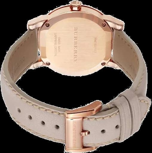 Bracelet Burberry BU9131 en cuir beige avec surpiqûres ton sur ton, boucle ardillon en acier inoxydable