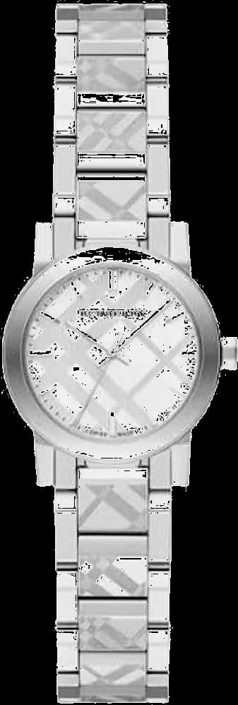 Montre Burberry BU9233 au cadran blanc argenté, acier poli, style chic et minimaliste