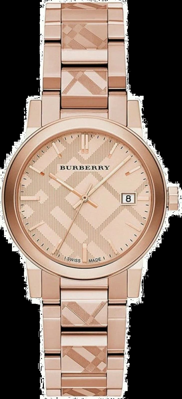 Montre Burberry BU9235 au cadran blanc nacré, acier rose gold, style élégant et contemporain