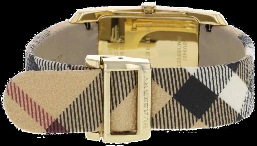 Bracelet Burberry BU9407 en cuir beige avec boucle ardillon, confortable et assorti au cadran