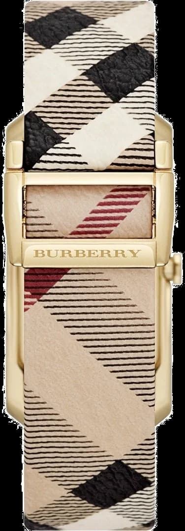 Bracelet Burberry BU9509 en cuir beige motif check, boucle ardillon argentée, confort et élégance