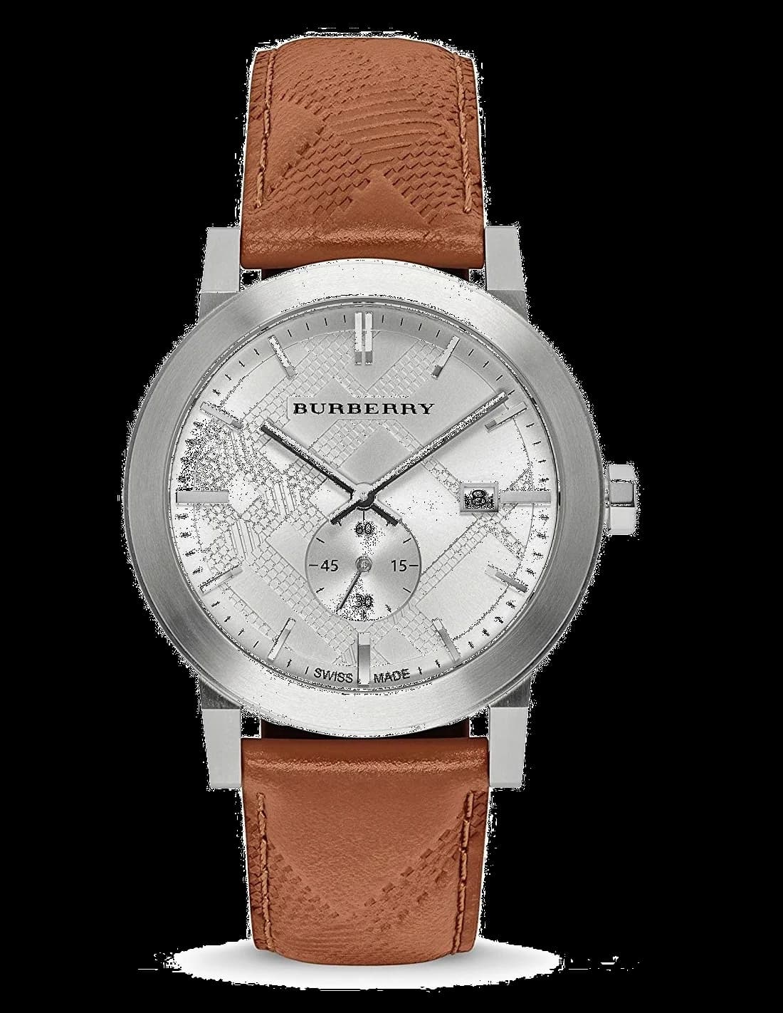 Montre Burberry BU9904 au cadran argenté et aiguilles bleuies, style classique chic