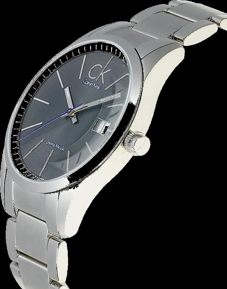 Cadran Calvin Klein K2246107 avec index bâton et aiguilles facettées, signature épurée Calvin Klein