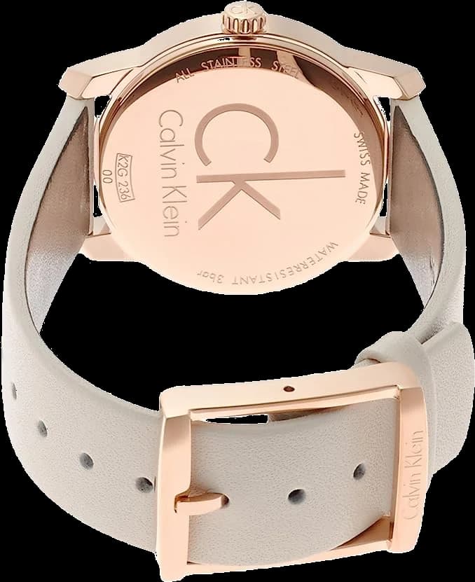 Bracelet Calvin Klein K2G236X6 en cuir beige avec coutures contrastantes et boucle ardillon