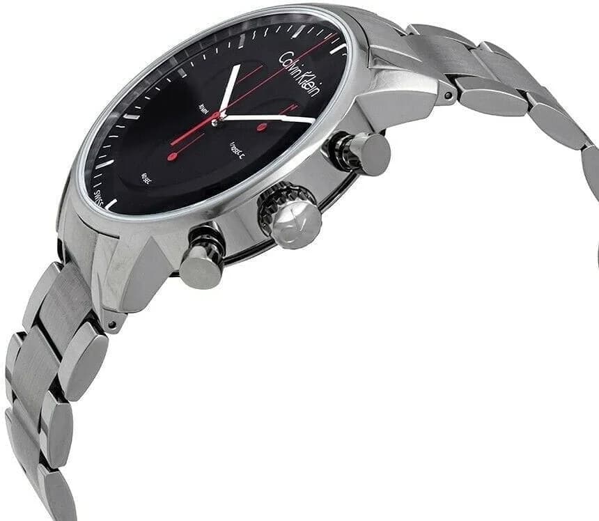 Boîtier Calvin Klein K2G27141 rond en acier inoxydable, lunette lisse, profil fin et élégant