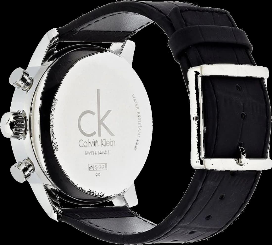 Bracelet Calvin Klein K2G271CX en cuir noir mat, coutures ton sur ton, boucle ardillon en acier inoxydable brossé, finition sobre