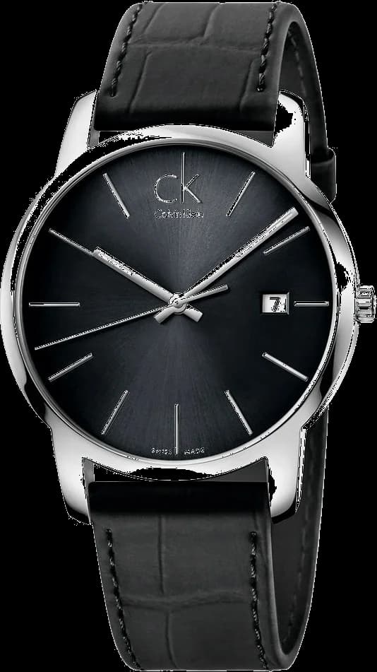 Montre Calvin Klein K2G2G1C3 au cadran noir épuré et aiguilles argentées, style minimaliste chic