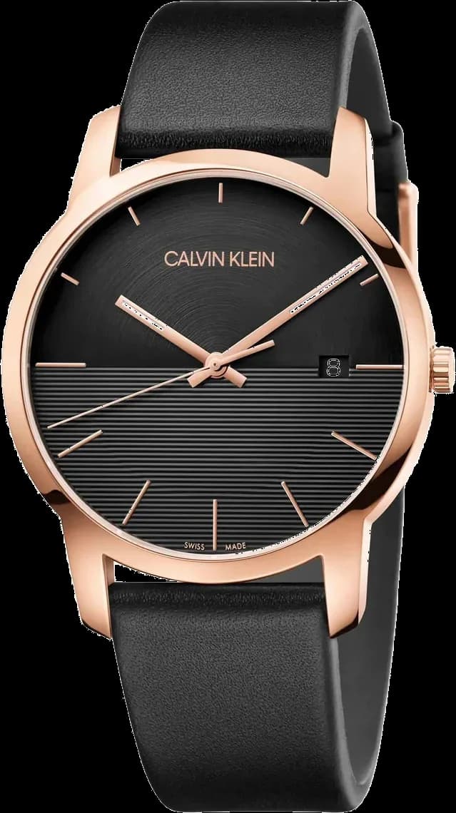 Montre Calvin Klein K2G2G6CZ arborant un cadran noir épuré et un bracelet en cuir noir pour un style minimaliste chic