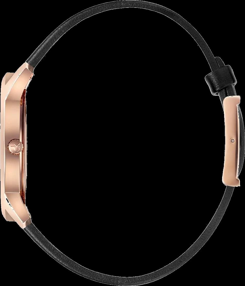 Cadran Calvin Klein K2G2G6CZ dévoile un cadran noir sans index, avec aiguilles fines et un guichet de date discret à 3h