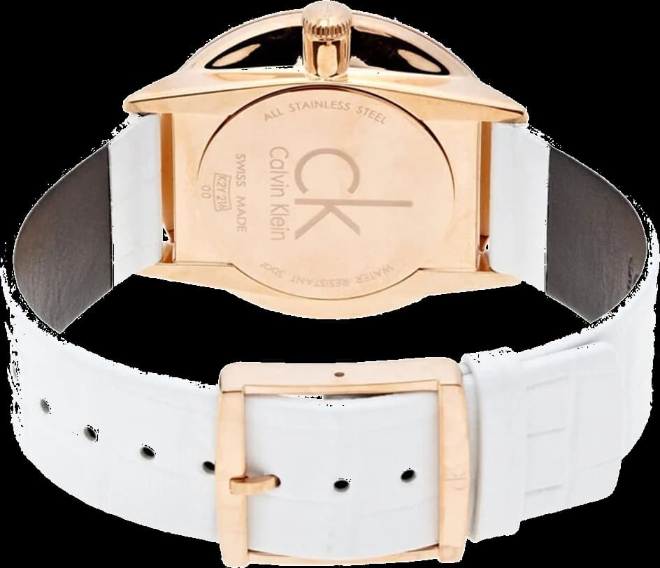 Cadran Calvin Klein K2U236KW avec index bâtons et aiguilles dorées sur fond soleil