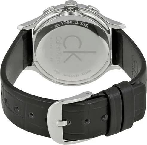 Bracelet Calvin Klein K2U291C1 en cuir noir texturé, boucle ardillon en acier inoxydable, finition sobre
