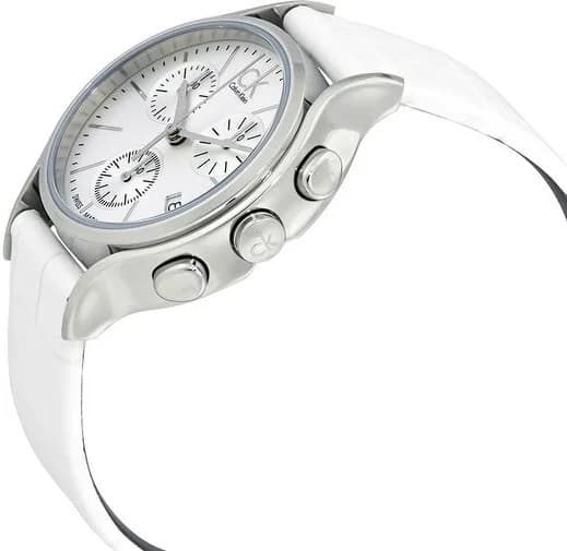 Montre Femme Calvin Klein K2U291L6 Chronomètre Bracelet Cuir Blanc vue 2