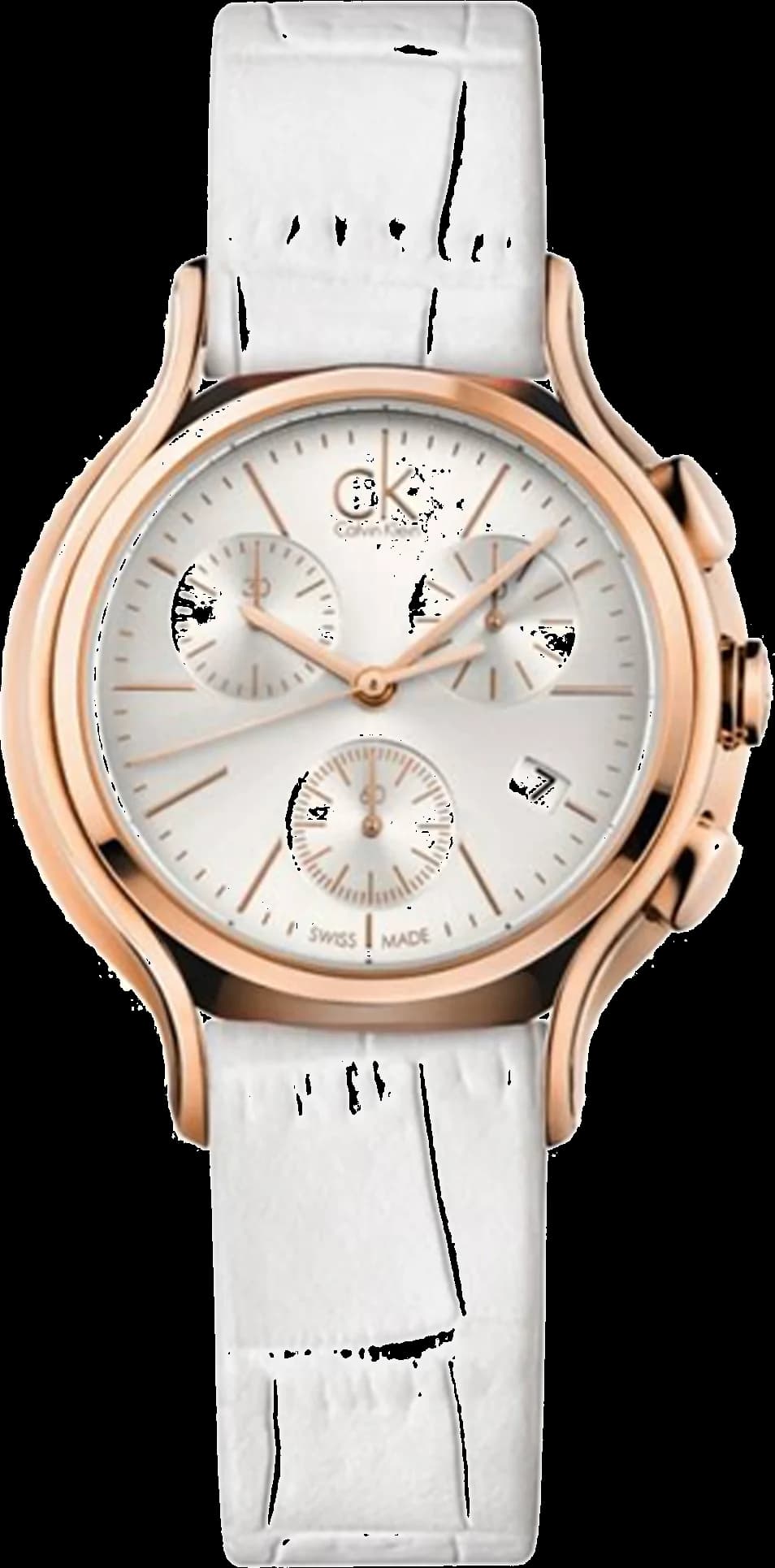 Montre Calvin Klein K2U296L6 avec cadran blanc lumineux et aiguilles dorées, style élégant et raffiné pour femme