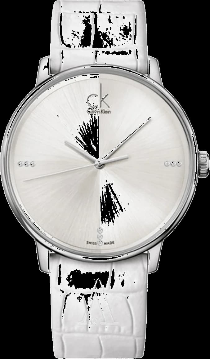 Montre Calvin Klein K2Y2X1KW au cadran blanc pur avec index diamants et aiguilles argentées minimalistes