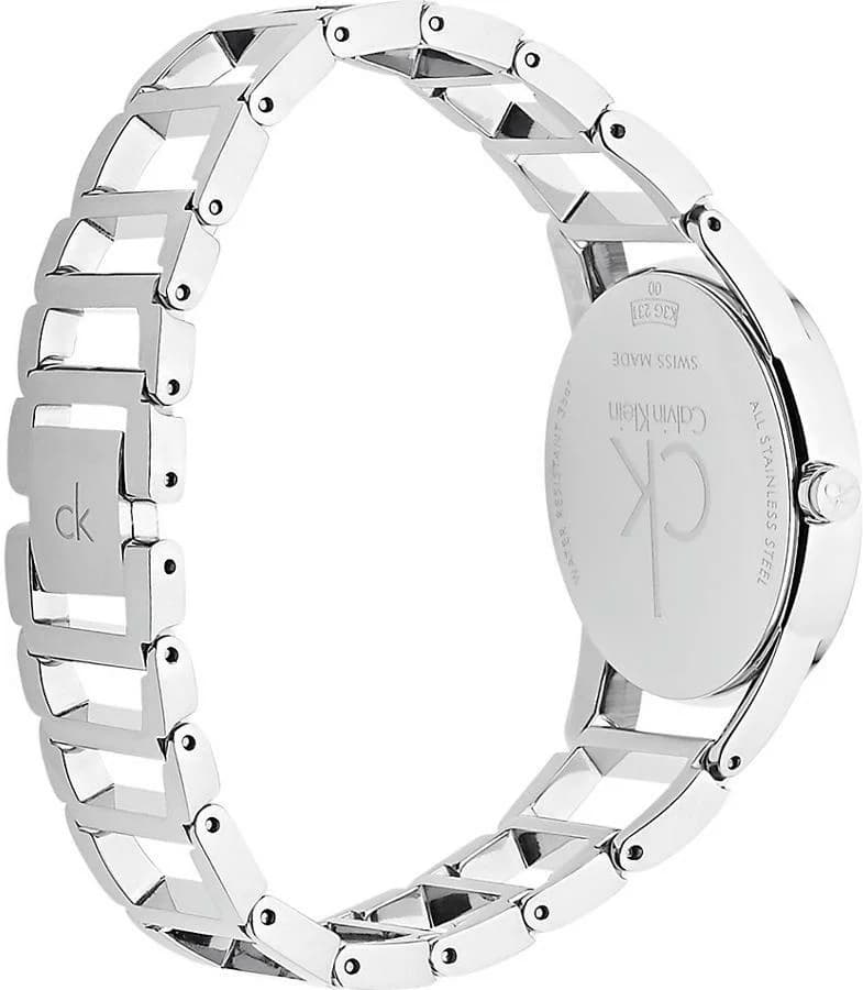 Bracelet Calvin Klein K3G23126 en acier inoxydable poli à maillons plats, fermoir déployant