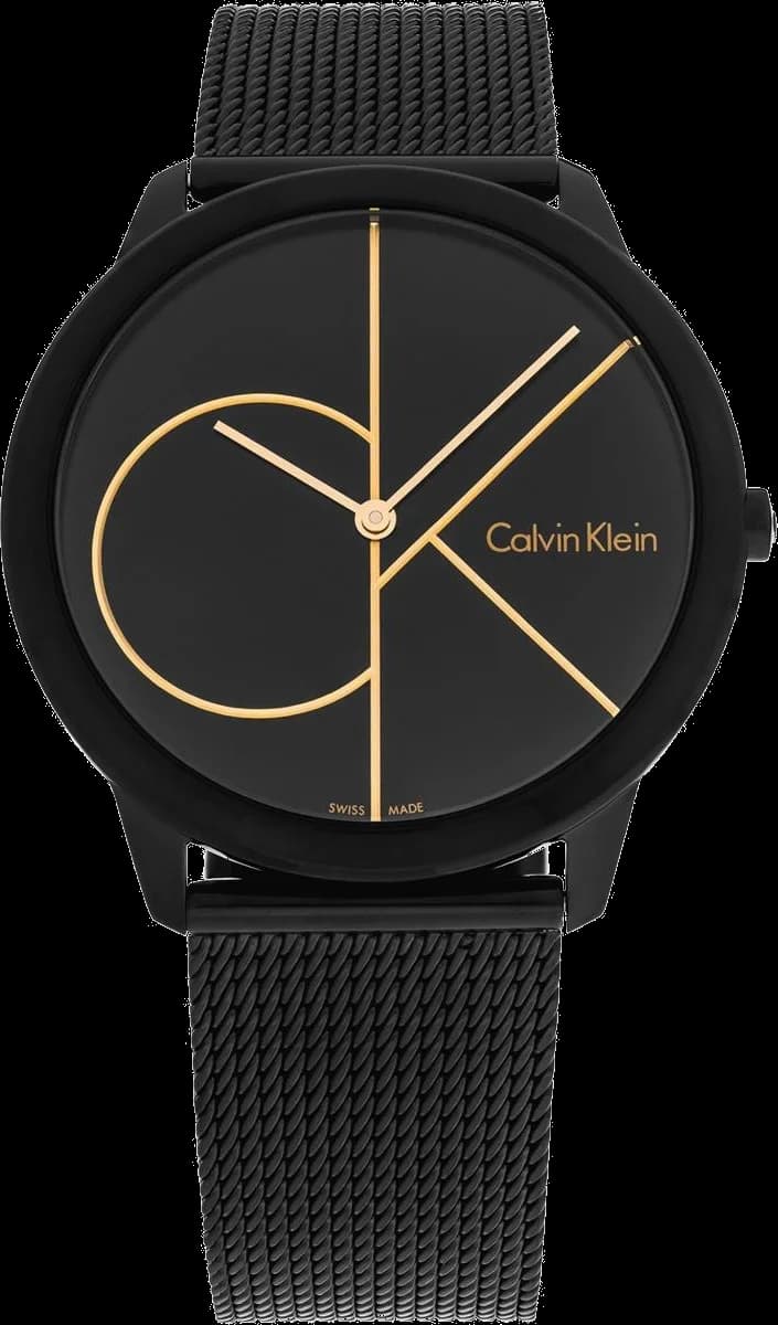 Montre Calvin Klein K3M214X1 au cadran noir soleil, acier noir minimaliste, design urbain chic 40mm