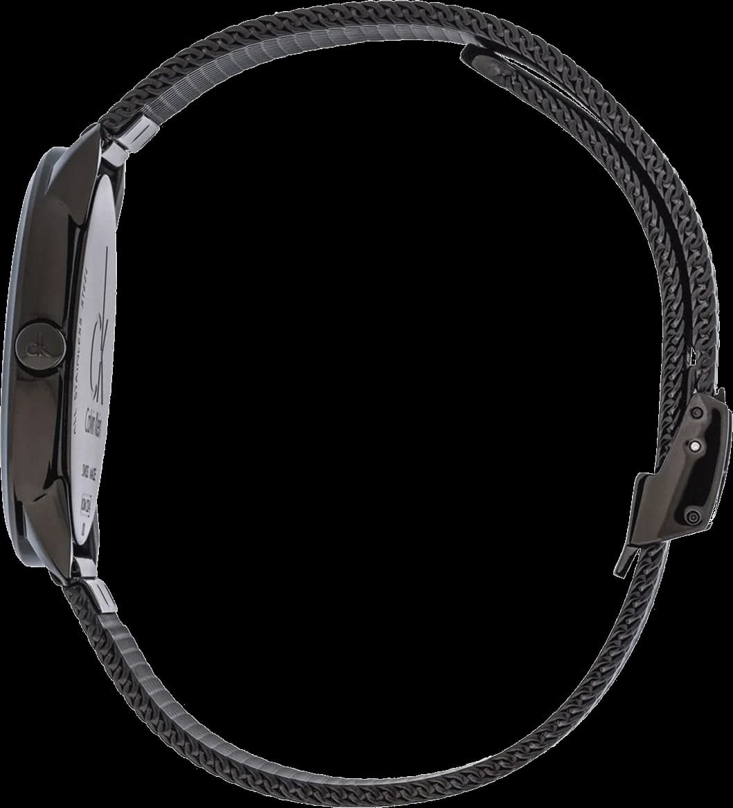 Bracelet Calvin Klein K3M214X1 en maille milanaise acier noir, fermoir déployante, finition satinée élégante