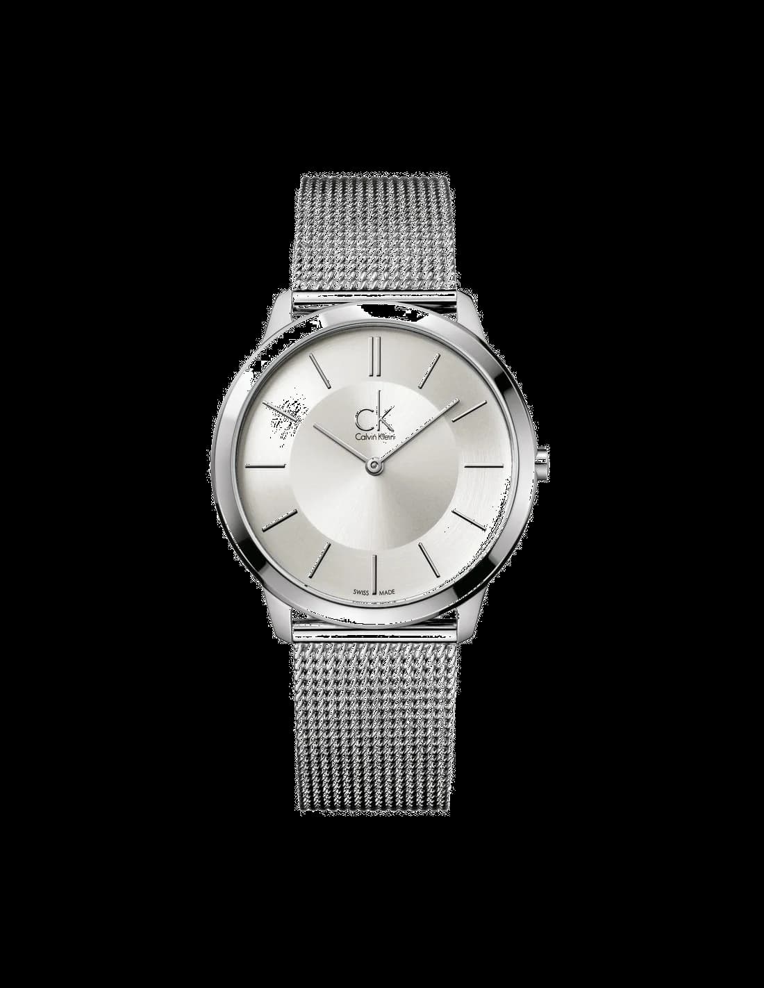 Montre Calvin Klein K3M22126 au cadran argenté minimaliste et aiguilles fines, design épuré et élégant
