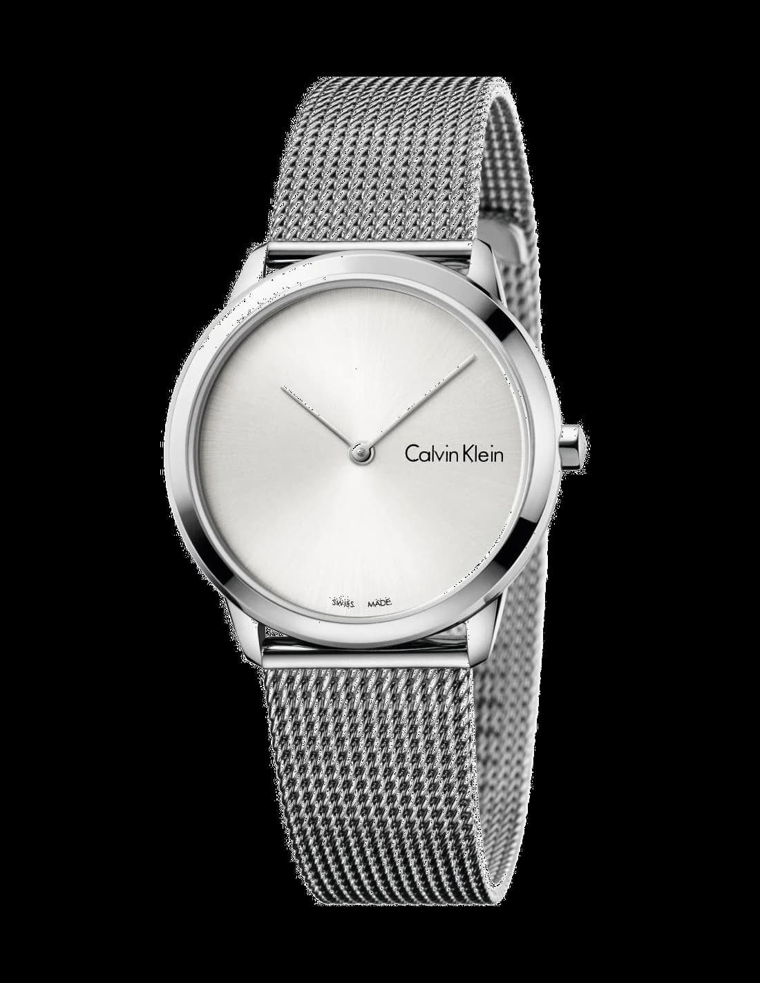 Montre Calvin Klein K3M221Y6 en acier inoxydable avec cadran blanc et index bâtons, style minimaliste moderne