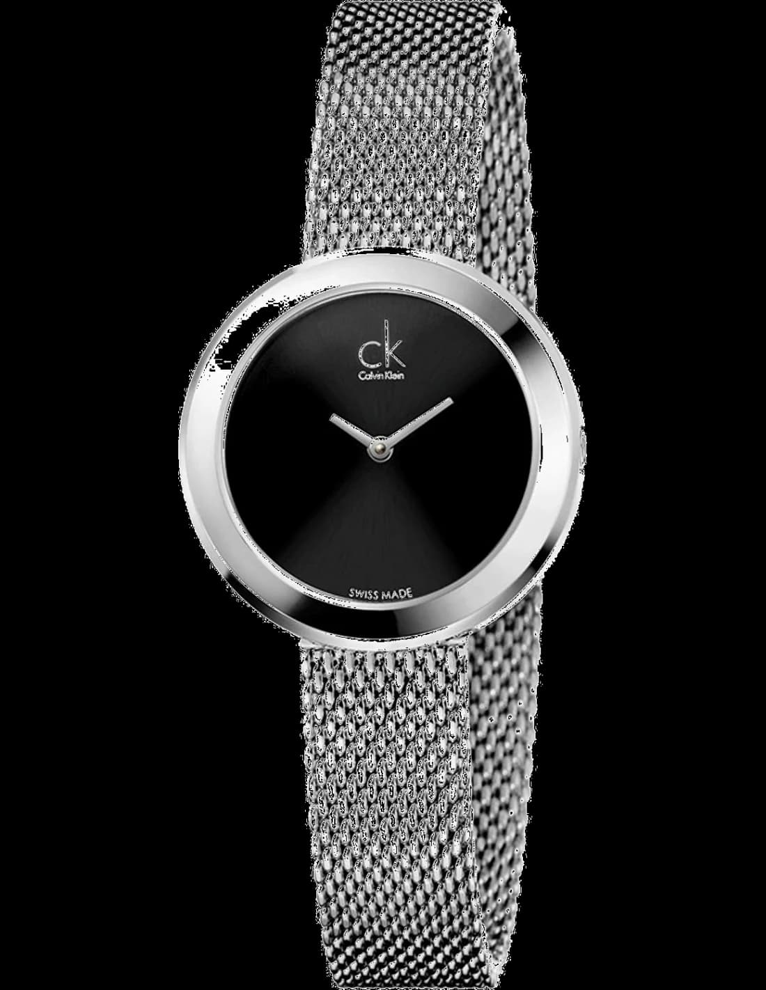 Montre Calvin Klein K3N23121 en vue principale, cadran blanc argenté avec index fins, style minimaliste et élégant