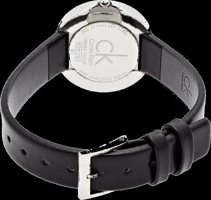 Bracelet Calvin Klein K3N231C1 en cuir noir lisse, boucle ardillon classique, contraste élégant