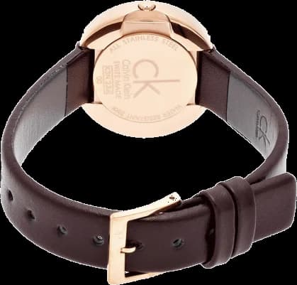 Bracelet Calvin Klein K3N236G6 en cuir marron véritable avec coutures contrastées et boucle ardillon
