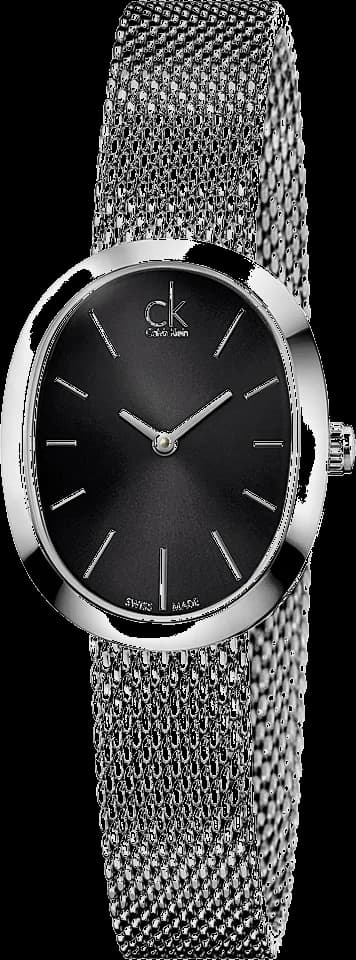 Montre Calvin Klein K3P23121 au cadran blanc minimaliste avec index bâtons et aiguilles argentées, style élégant et intemporel