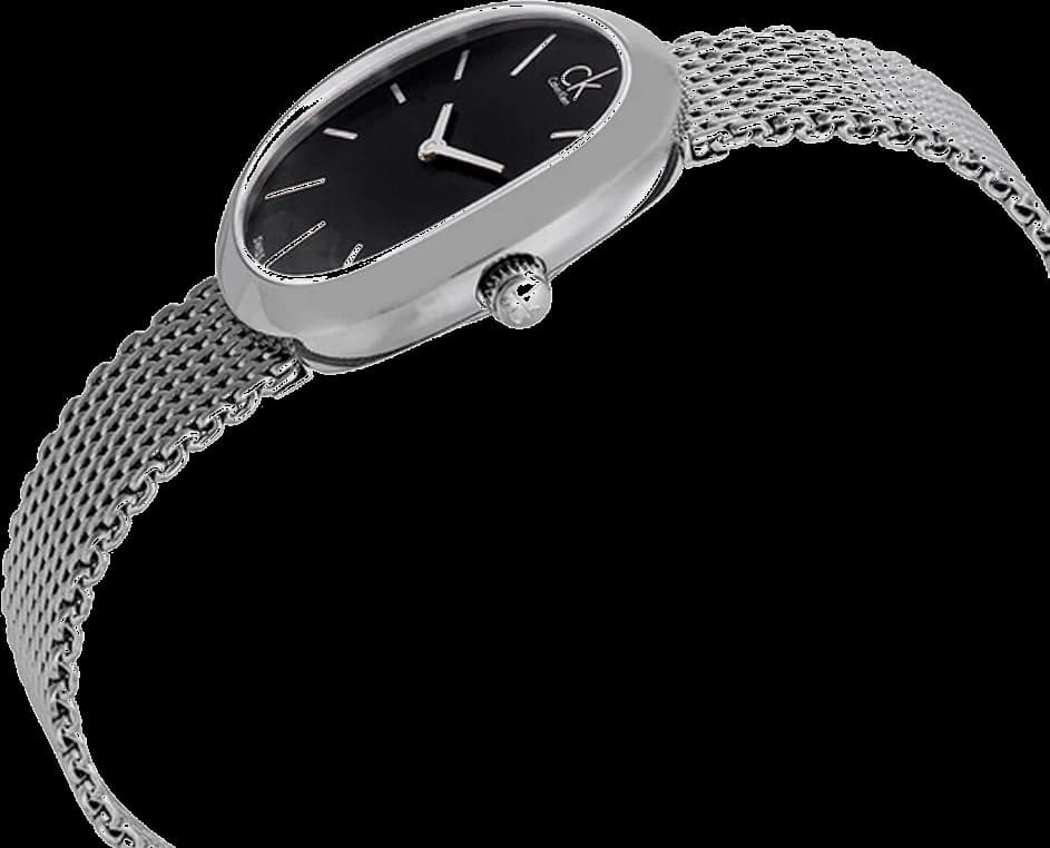 Cadran Calvin Klein K3P23121 blanc épuré aux index bâtons fins et aiguilles dauphine, date à 3h, design minimaliste signature