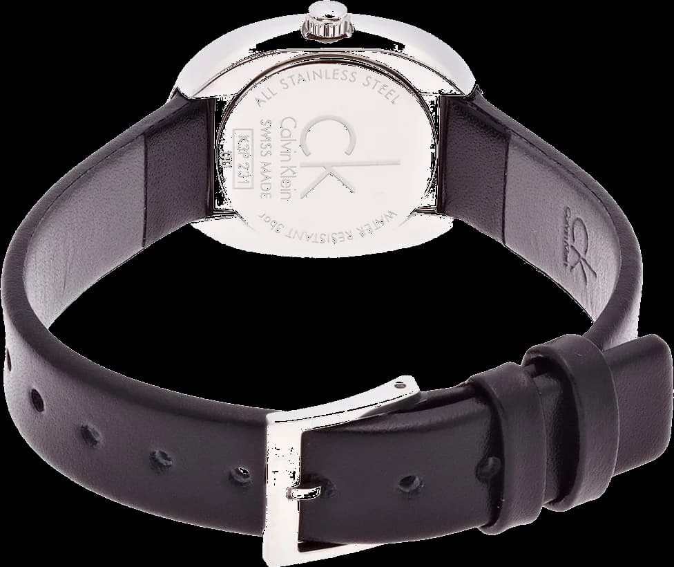 Bracelet Calvin Klein K3P231C1 en cuir marron à boucle ardillon, texture lisse, assorti au cadran