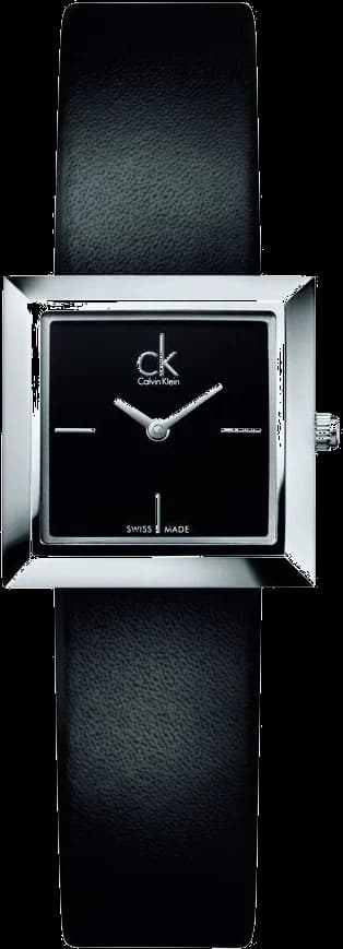 Montre Calvin Klein K3R231C1 avec cadran noir minimaliste et bracelet cuir noir pour un style élégant et intemporel