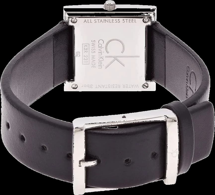 Bracelet Calvin Klein K3R231C1 en cuir noir mat avec coutures discrètes et boucle ardillon en acier inoxydable