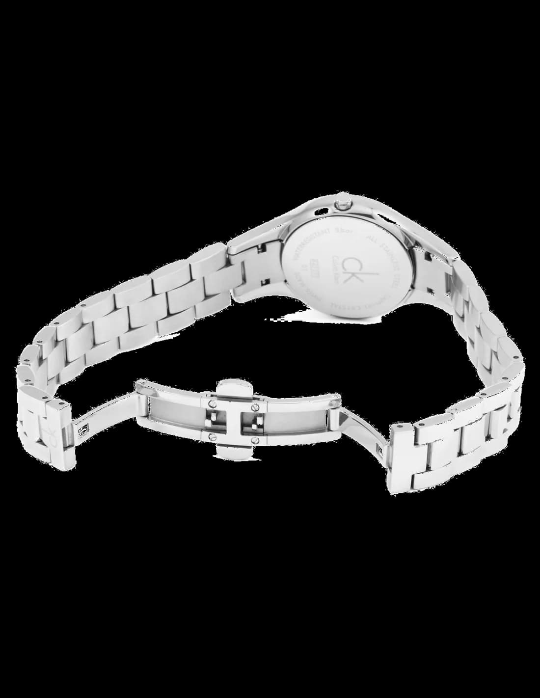 Bracelet Calvin Klein K4323130 en acier inoxydable argenté, maillons lisses, fermoir déployant
