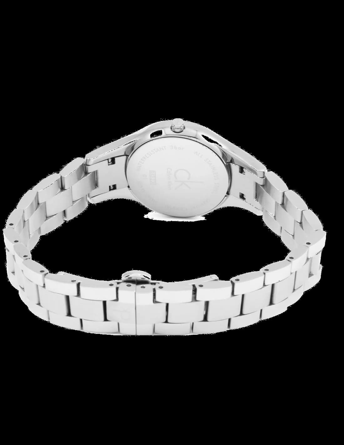 Cadran Calvin Klein K4323185 aux index bâtons et aiguilles facettées, date à 3h, pureté minimaliste