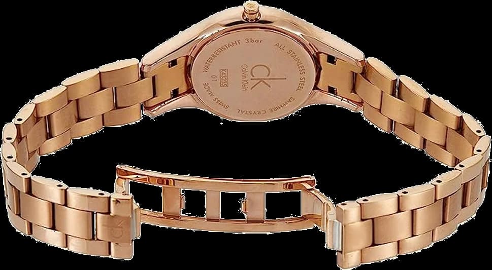 Bracelet Calvin Klein K4323520 en acier inoxydable rose gold, maillons lisses et fermoir déployant