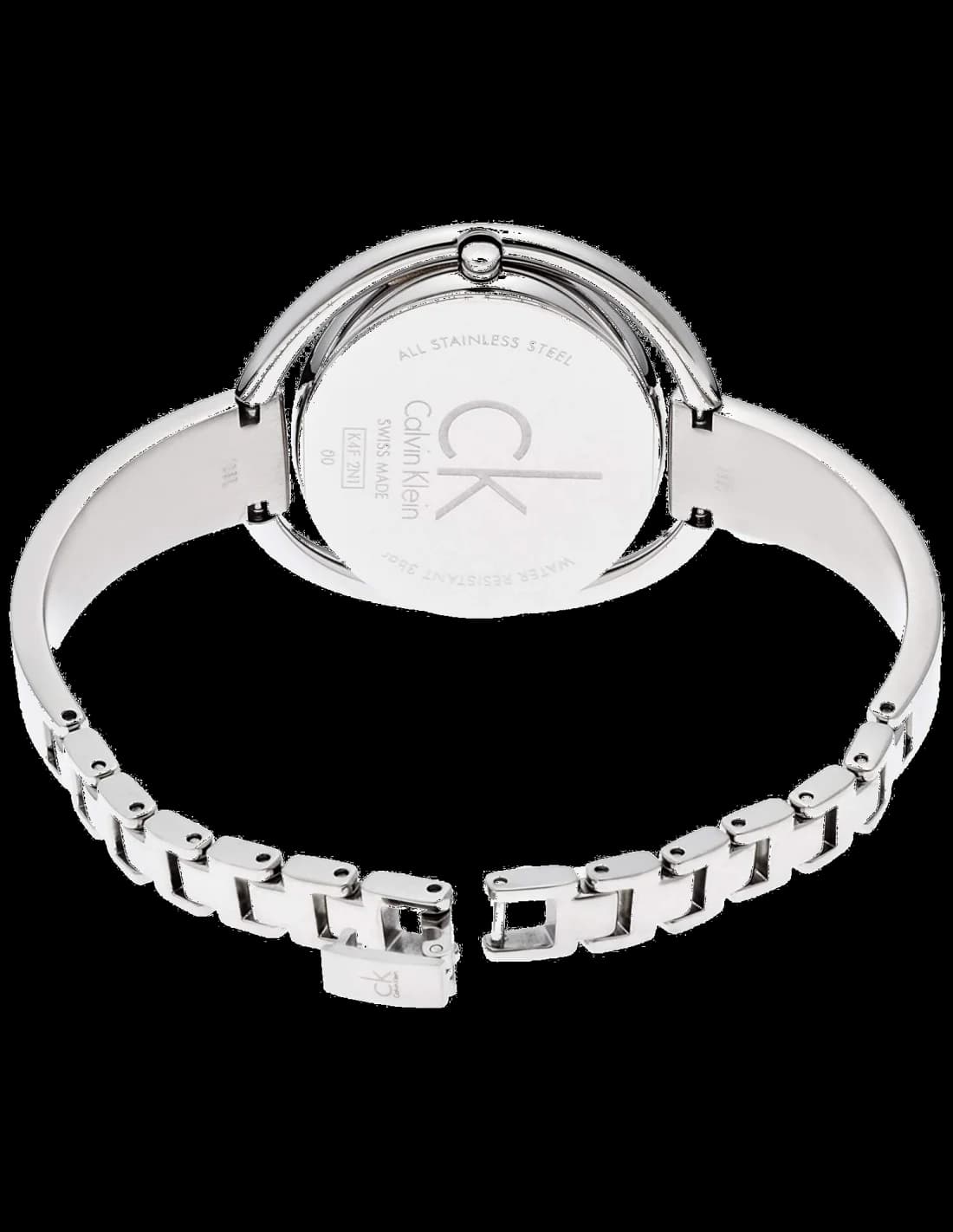 Cadran Calvin Klein K4F2N111 blanc épuré aux index bâtons et aiguilles fines, sans date