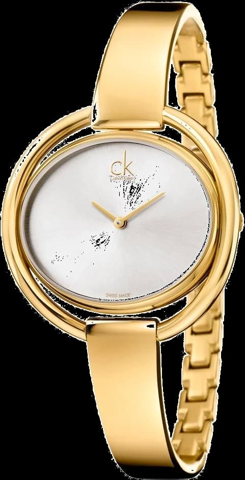 Montre Calvin Klein K4F2N516 en acier doré avec cadran blanc et index dorés, style minimaliste et élégant