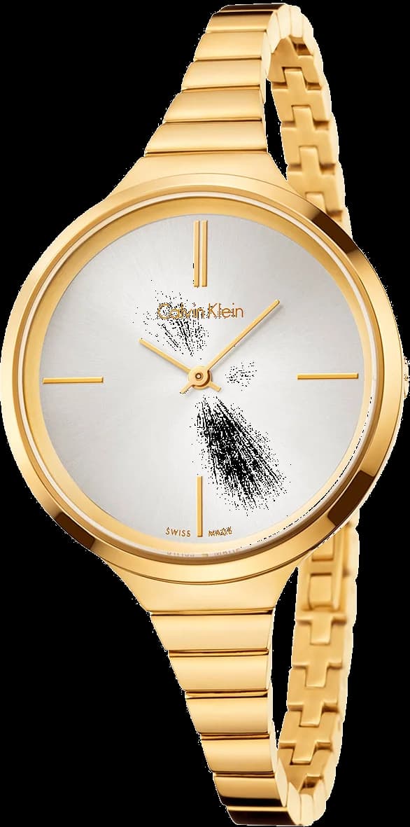 Montre Calvin Klein K4U23526 au cadran argenté et boîtier doré, design épuré et élégant